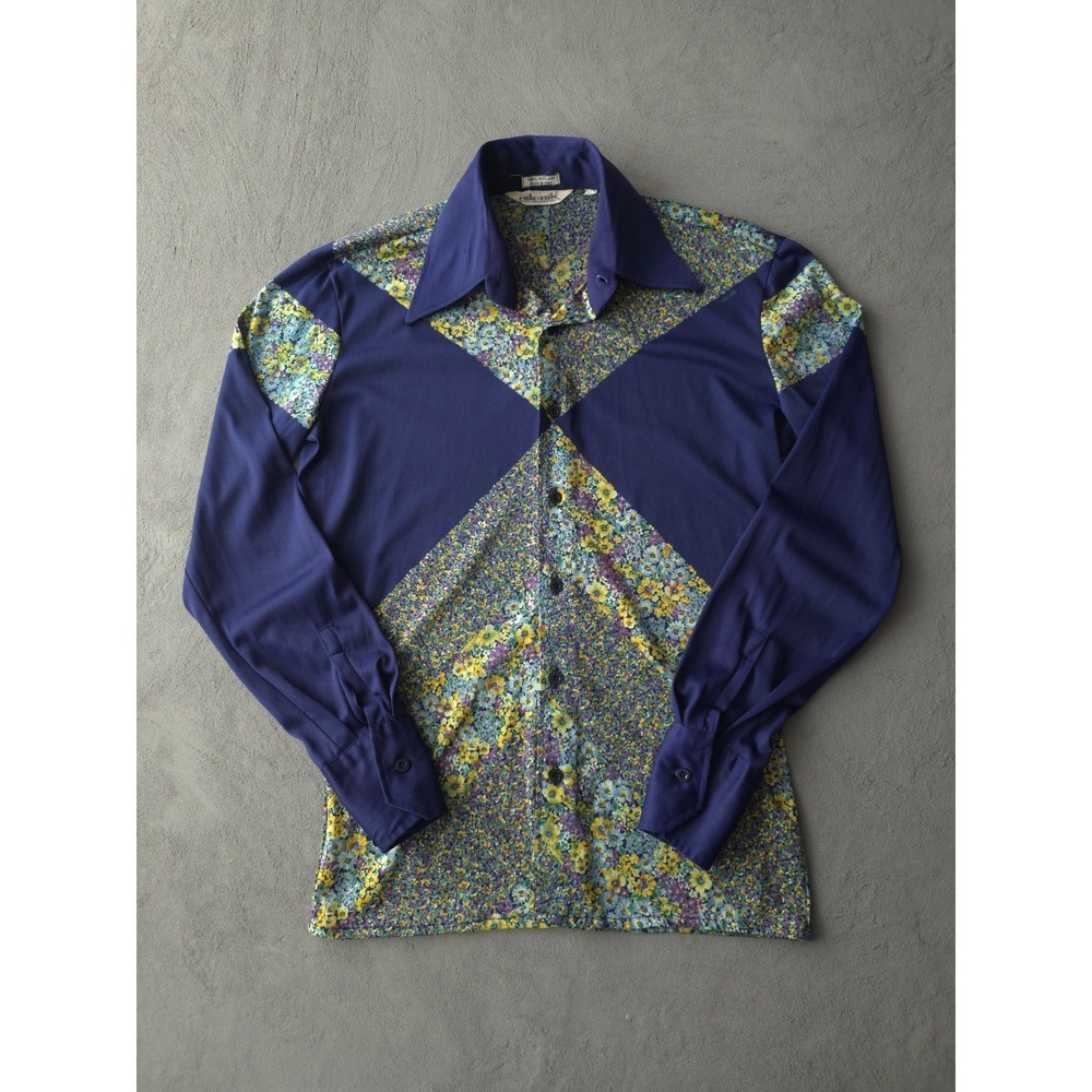 Vintage 1970s Nik Nik Made In Italy Nylon Button-Up Shirt Disco Slim Fit S